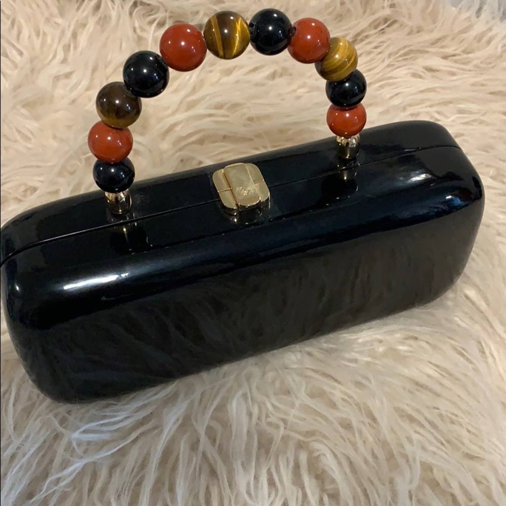 Vintage lacquered Beaded handle clutch